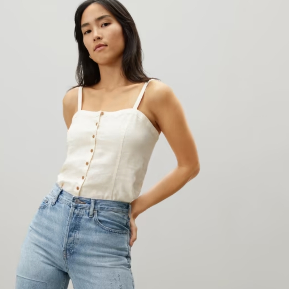 Everlane The Picnic Linen Top in Canvas 4
